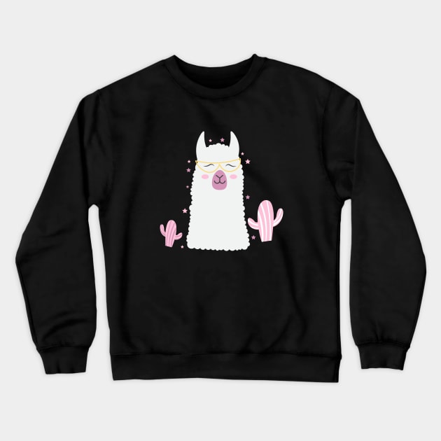 Funny Cute Llama Crewneck Sweatshirt by novaya